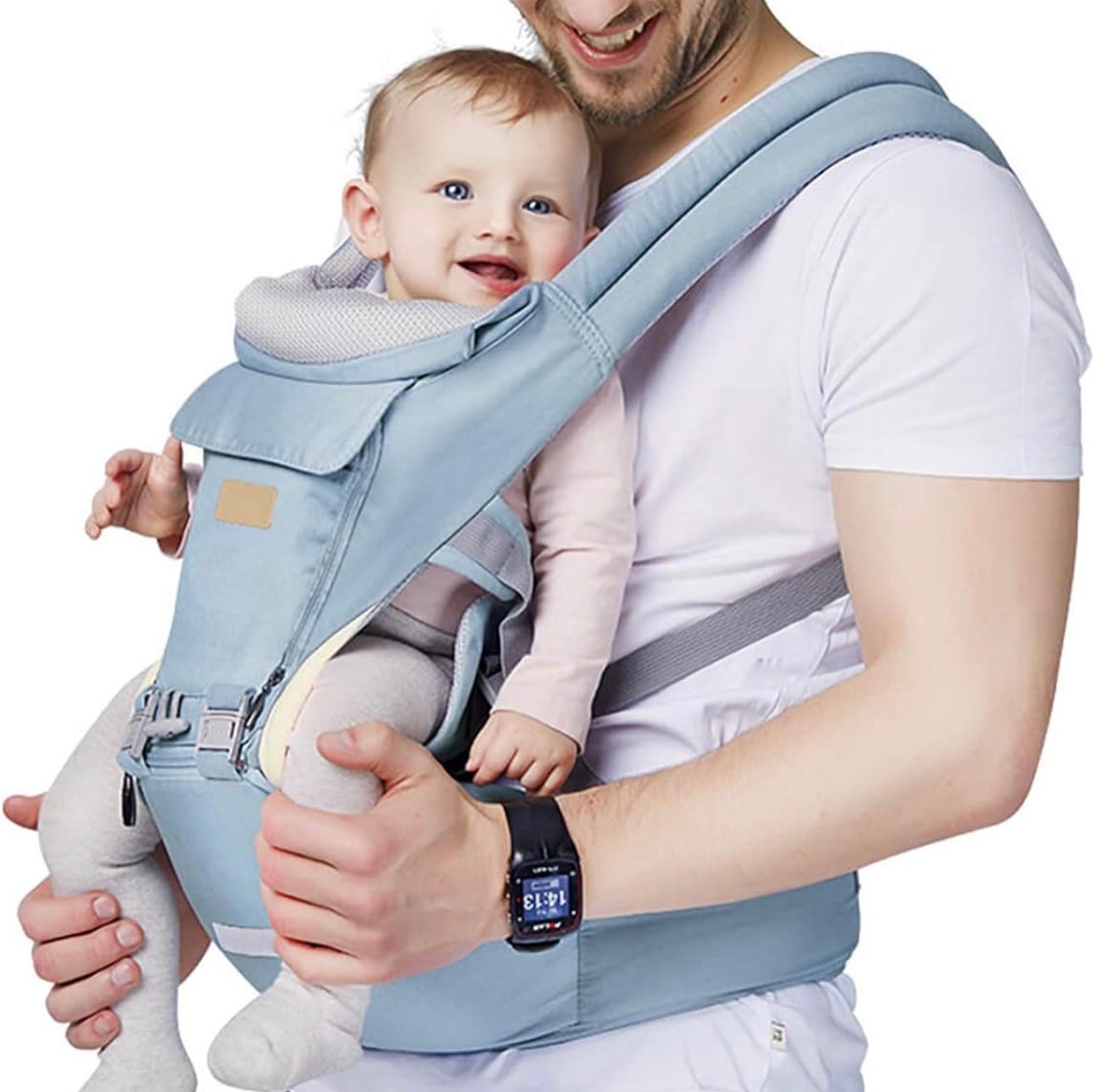 FRUITEAM 6-in-1 Baby Carrier with Waist Stool/Hip Seat for Breastfeeding, One Si
