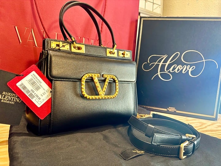 Valentino Alcove Rockstud Crossbody/Top Handle Purse (Medium)