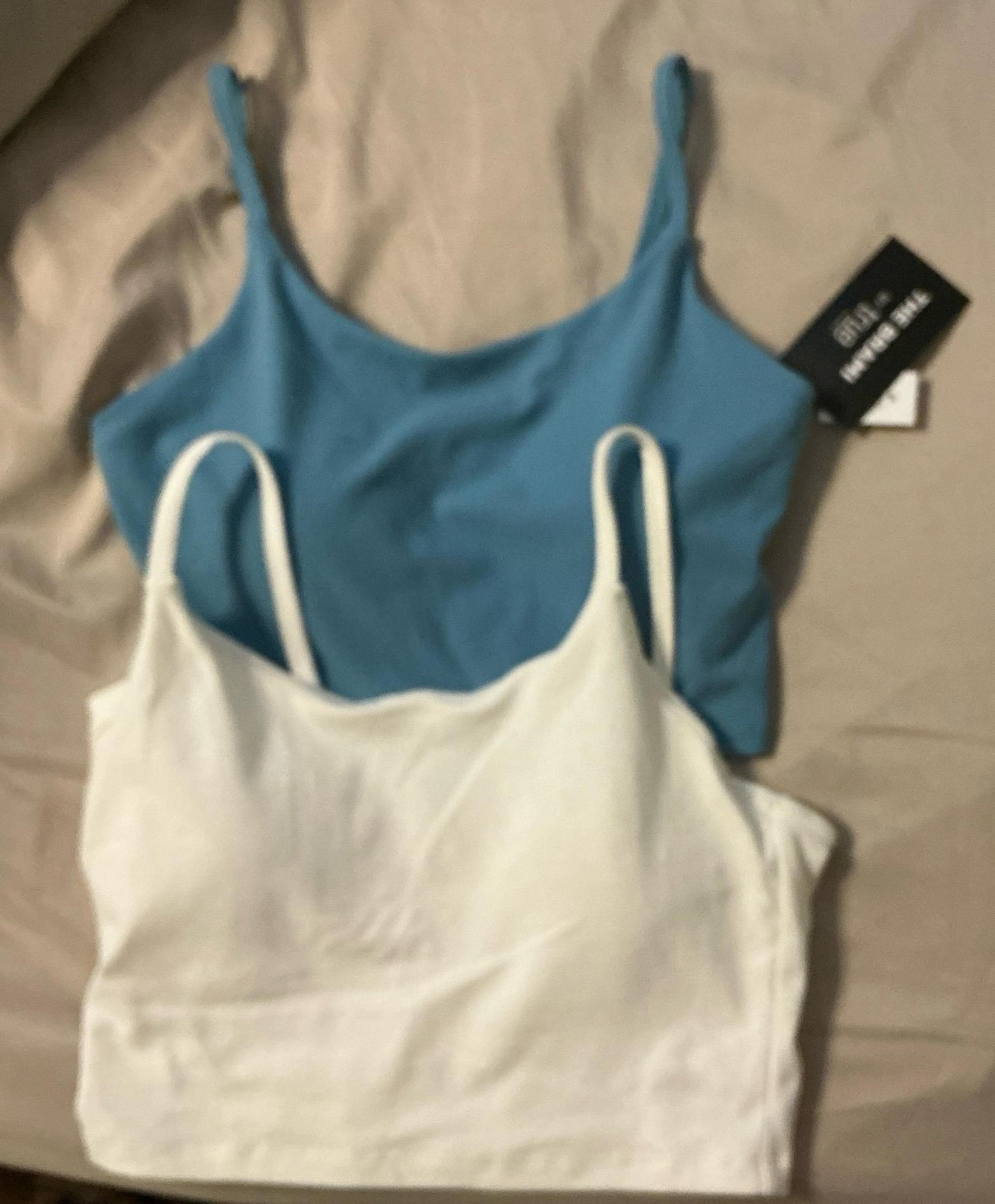 Two Cami Tanks Bras Bundle - Blue and White (Size M)