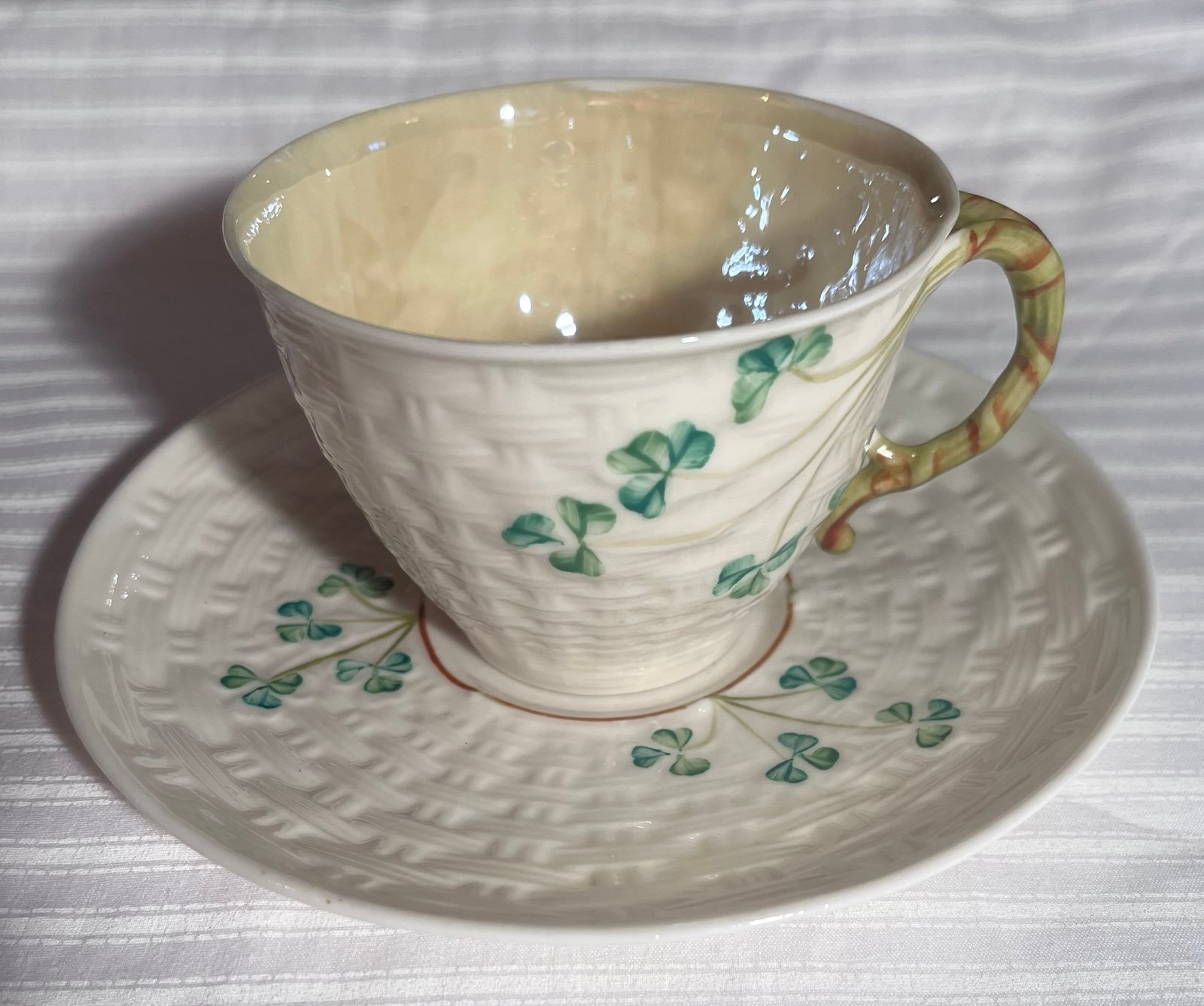 Belleek teacup and saucer