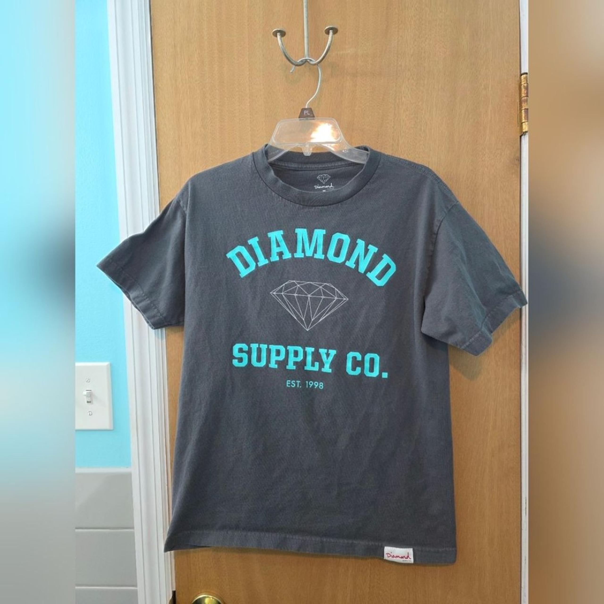 Diamond Supply Co Gray and Blue Short Sleeve Tee