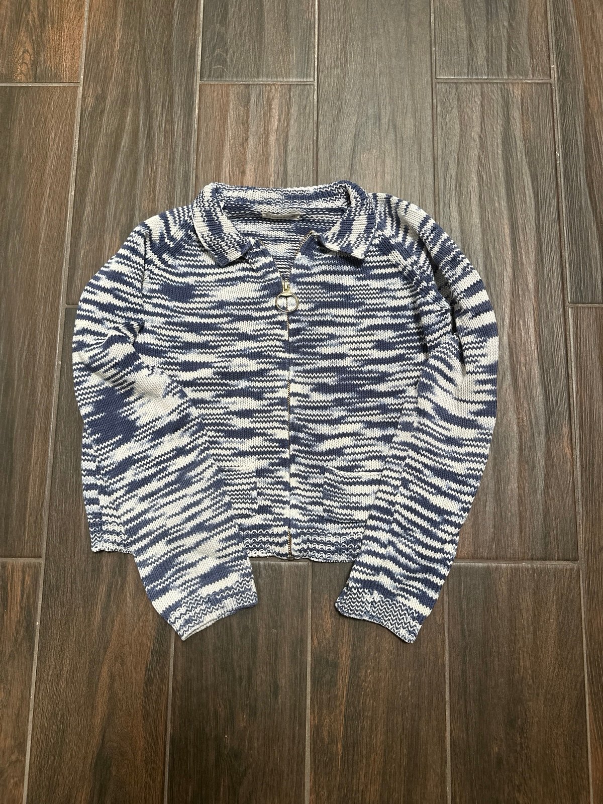 Misha Puff blue space dye zipper jacket 9/10 cotton