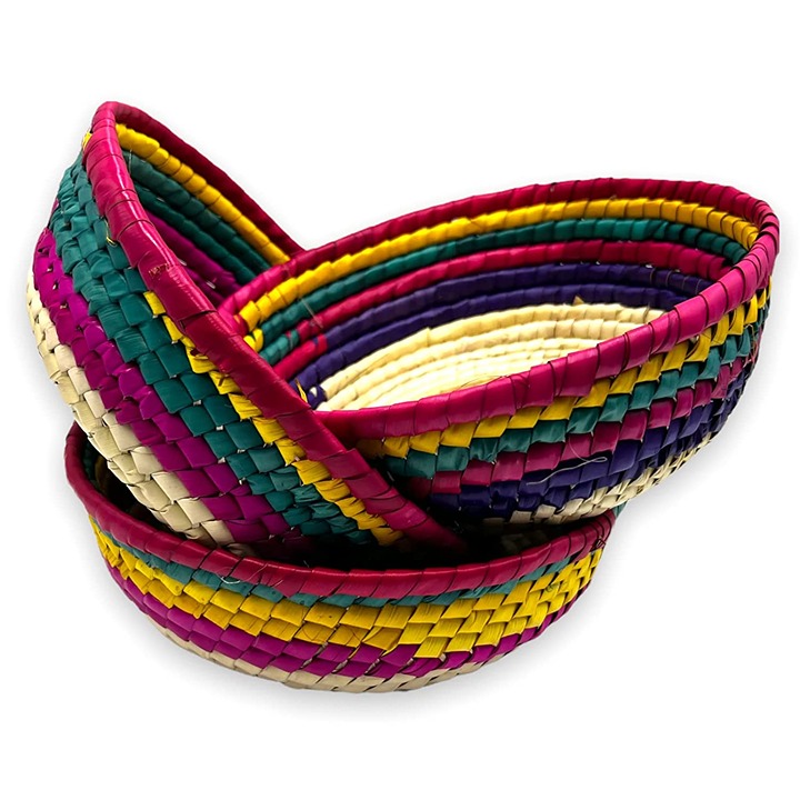 Amantoli - 3 Piece Mexican Handwoven Tortilla Basket Set - Large (8 inches) - Co