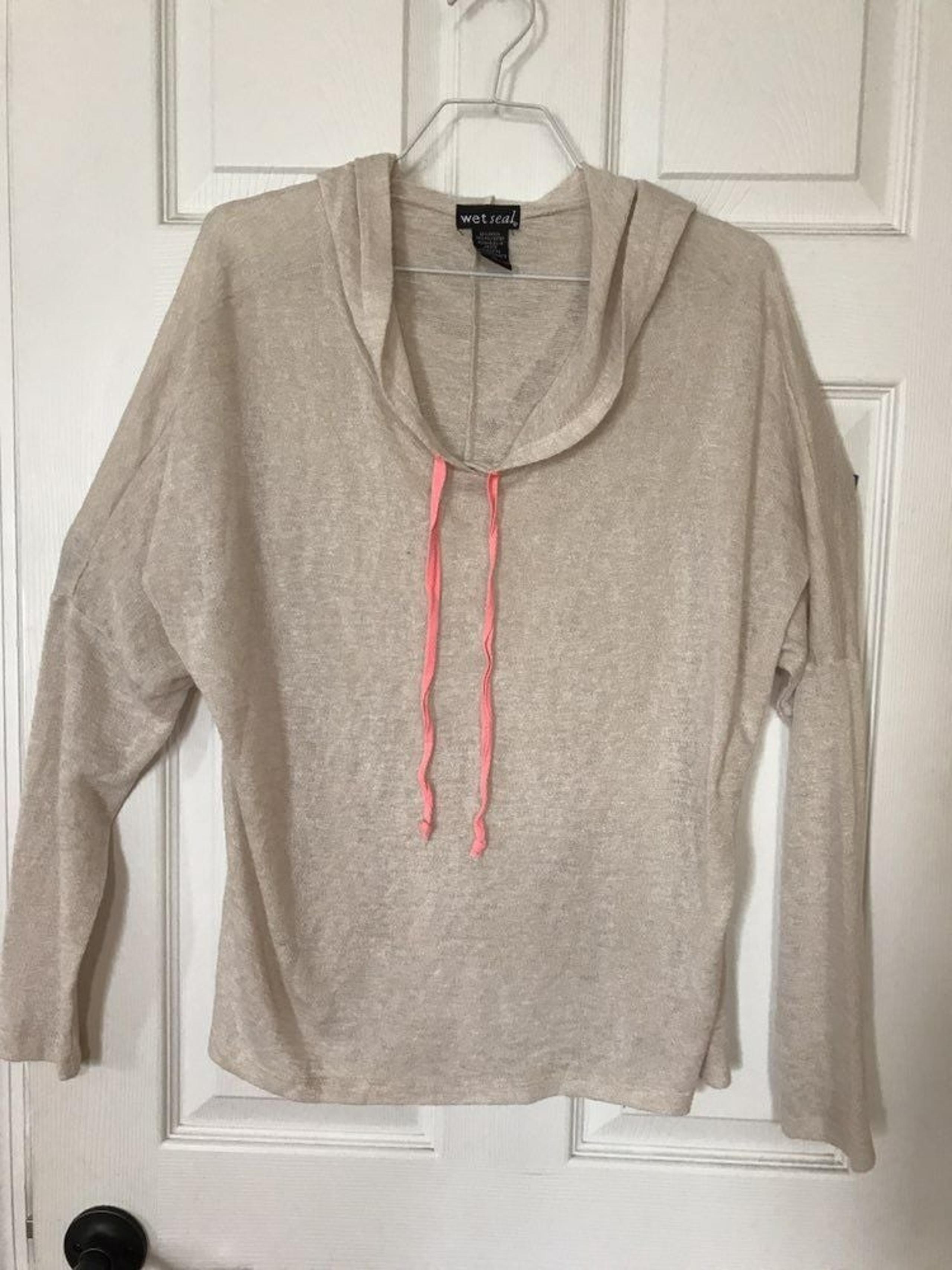 WET SEAL LARGE HOODED PULLOVER SWEATER LIGHTWEIGHT