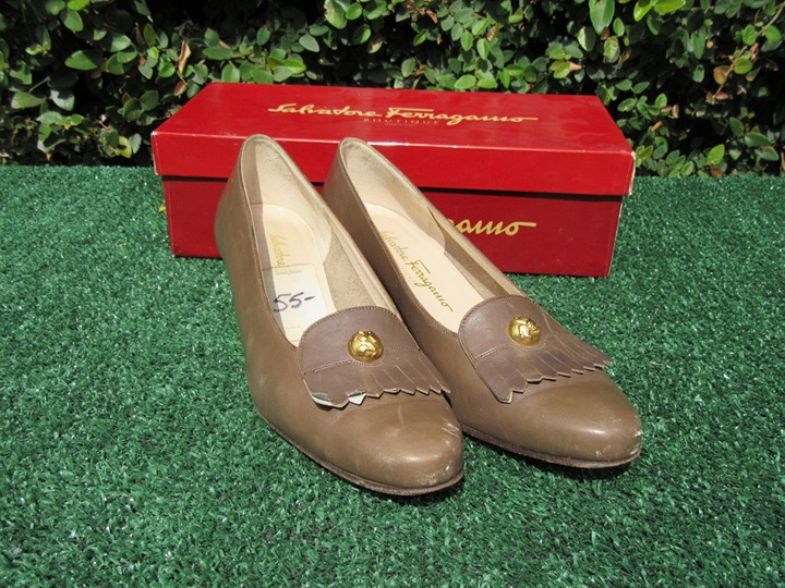 Salvatore Ferragamo Brown Penny Loafer Kiltie Pump Slip On Shoes Size 10 AAA