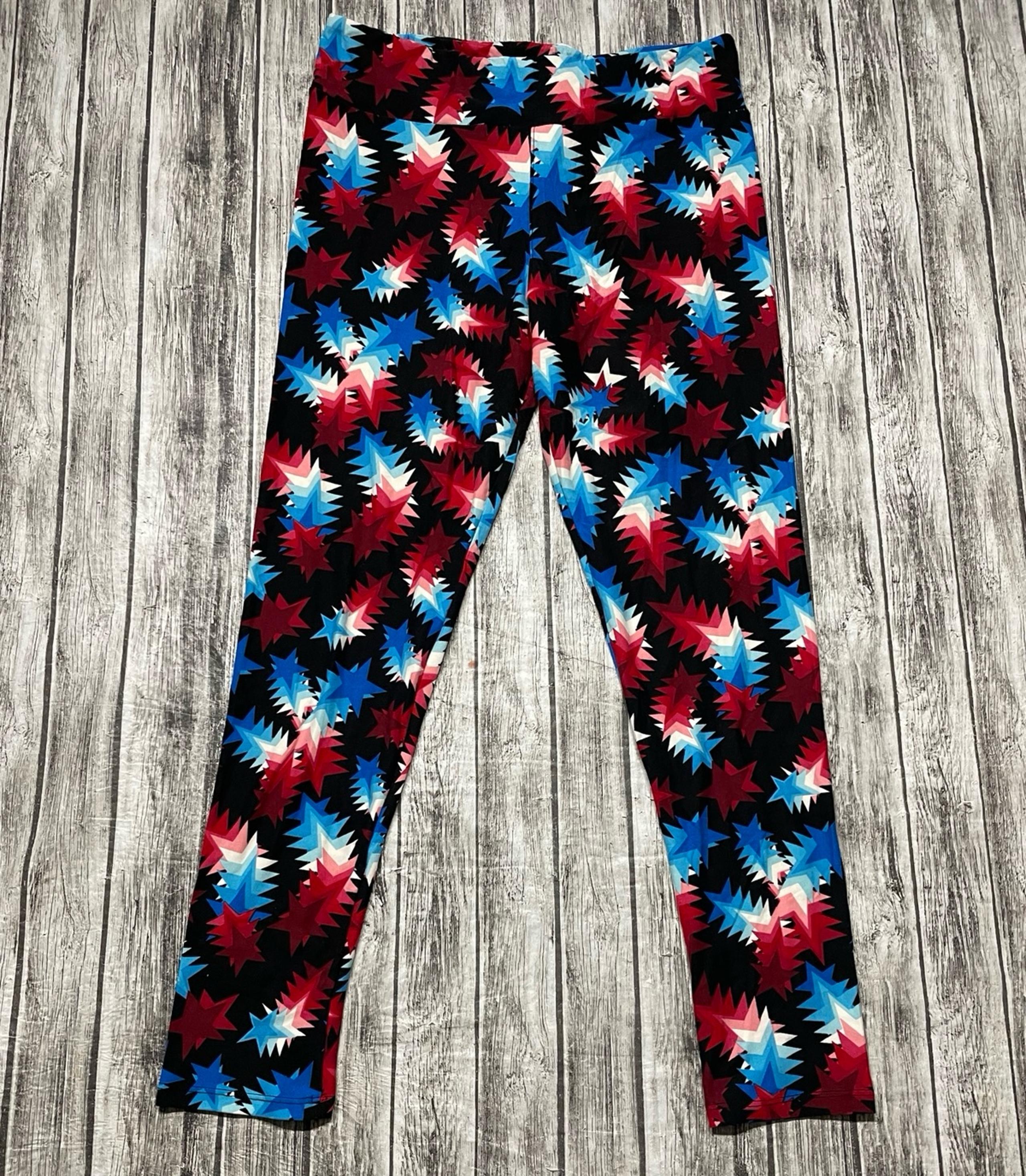 Women’s TC (Tall&Curvy) LuLaRoe Red White & Blue Patriotic Star Leggings 4th of