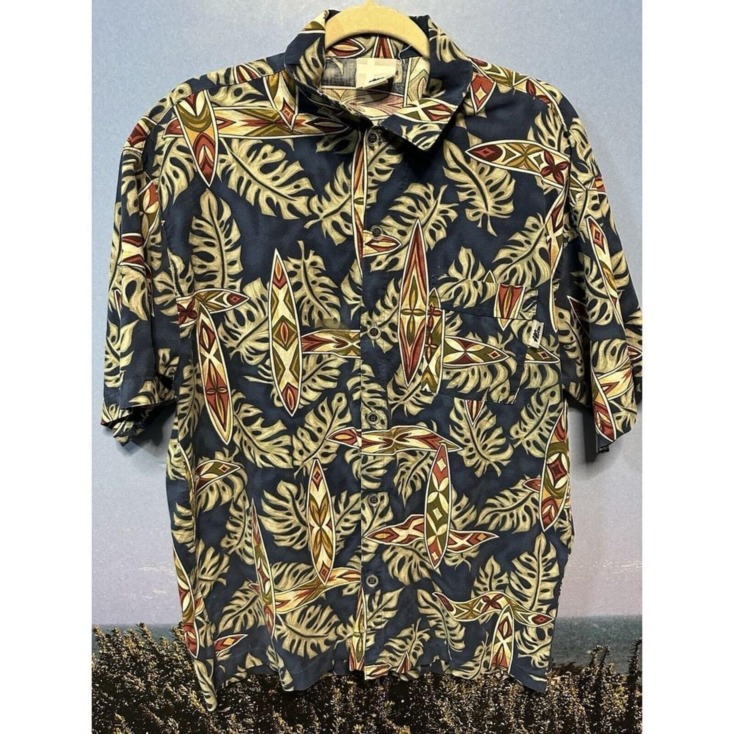 no fear shirt hawaiian size M vintage 90' floral made in USA Rayon