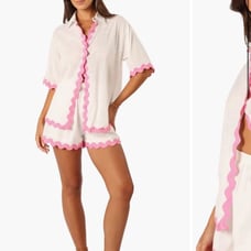 Petal & Pup Wilson Short Set - White Pink- LARGE