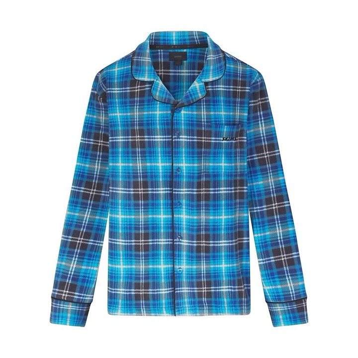 NEW Skims Flannel Plaid Sleep Shirt Button-Up Chest Pocket Blue Plaid Medium