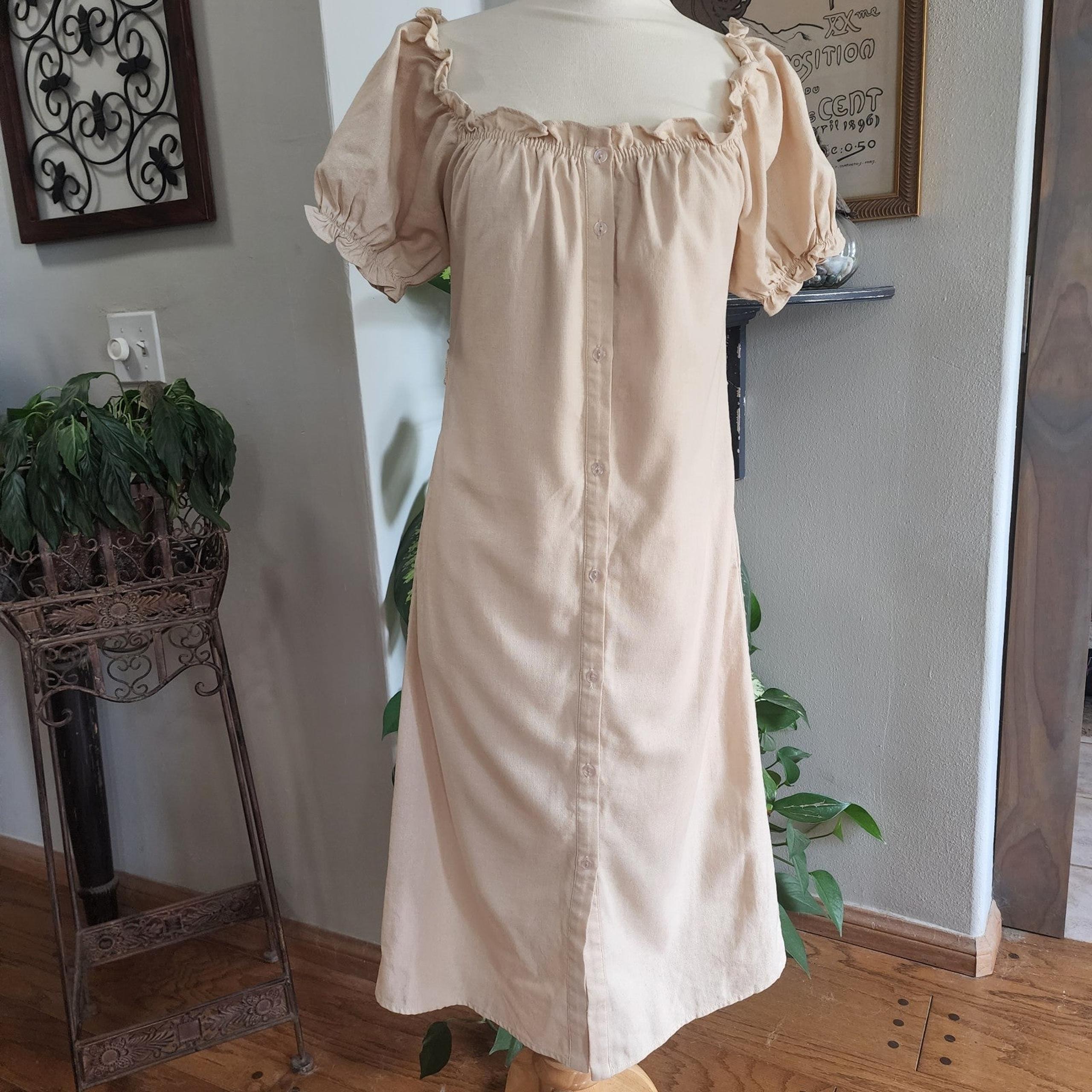 NWT Lush Linen Cotton Midi Button Down Off Shoulders Dress