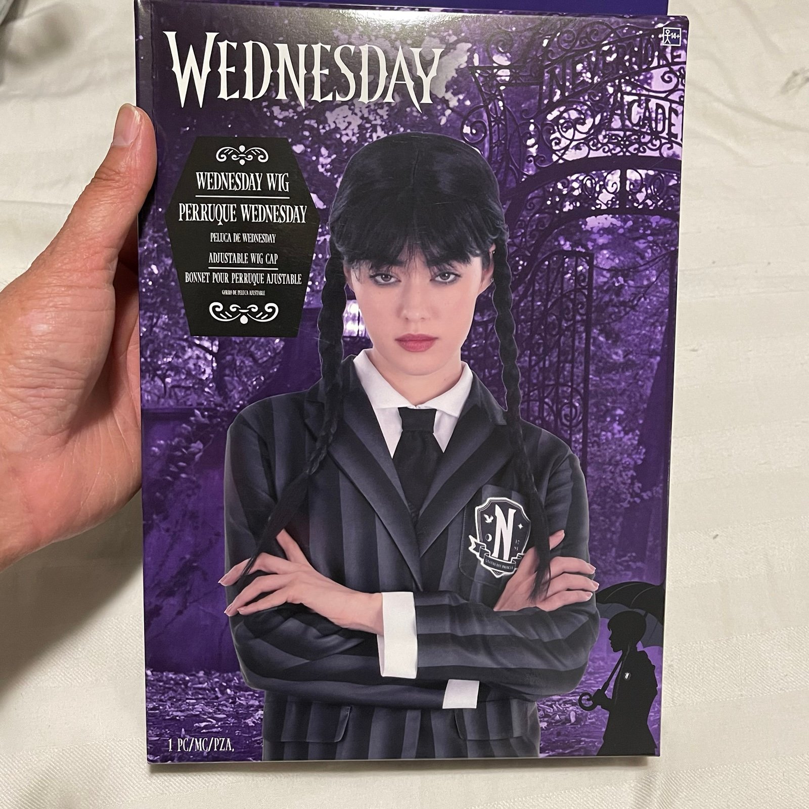 NIP Adult Wednesday Addams Nevermore uniform wig cosplay halloween