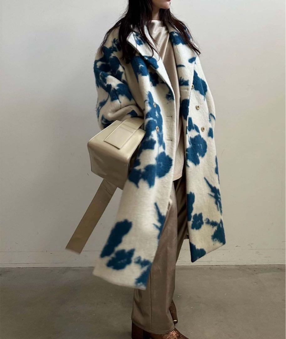 Ameri（アメリ）の「UND SHADOW FLOWER WOOL COAT（チェスター
