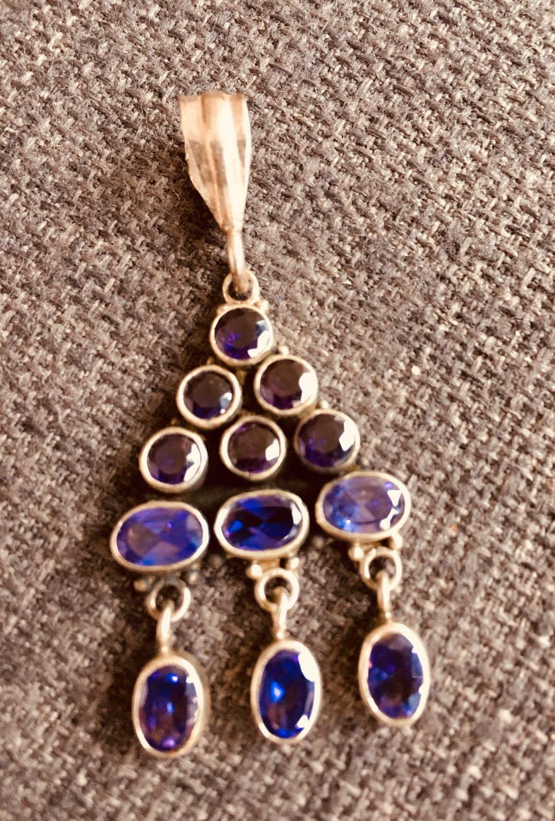 Silver Pendent With Amethyst Gemstones