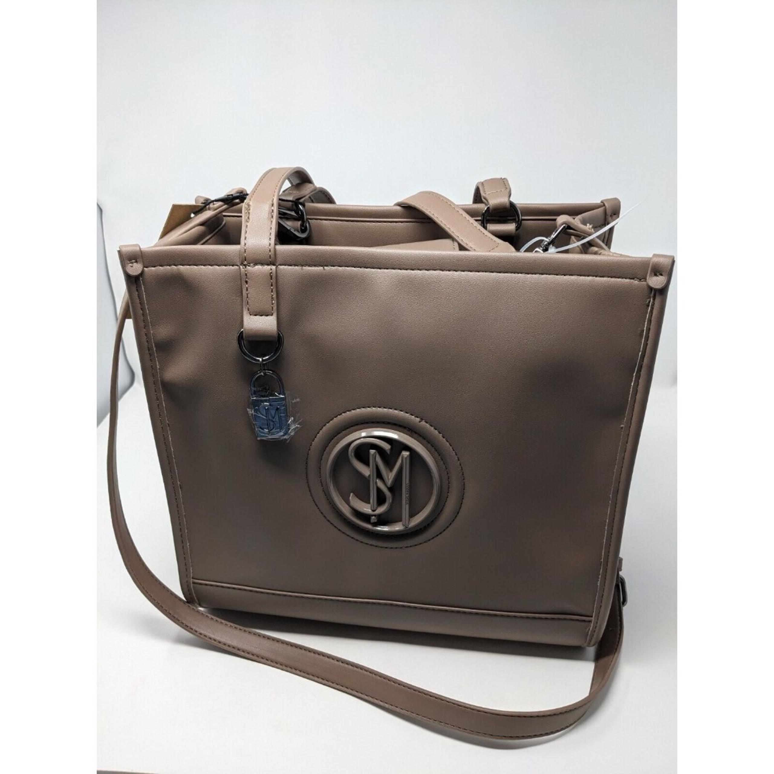 Steve Madden Mushroom Belsie Tote Bag Beige Satchel Crossbody Purse NWT
