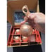 Vtg Kugel Style Peach Color Crackle Glass Christmas Ornaments 3” Balls Box of 6