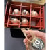 Vtg Kugel Style Peach Color Crackle Glass Christmas Ornaments 3” Balls Box of 6
