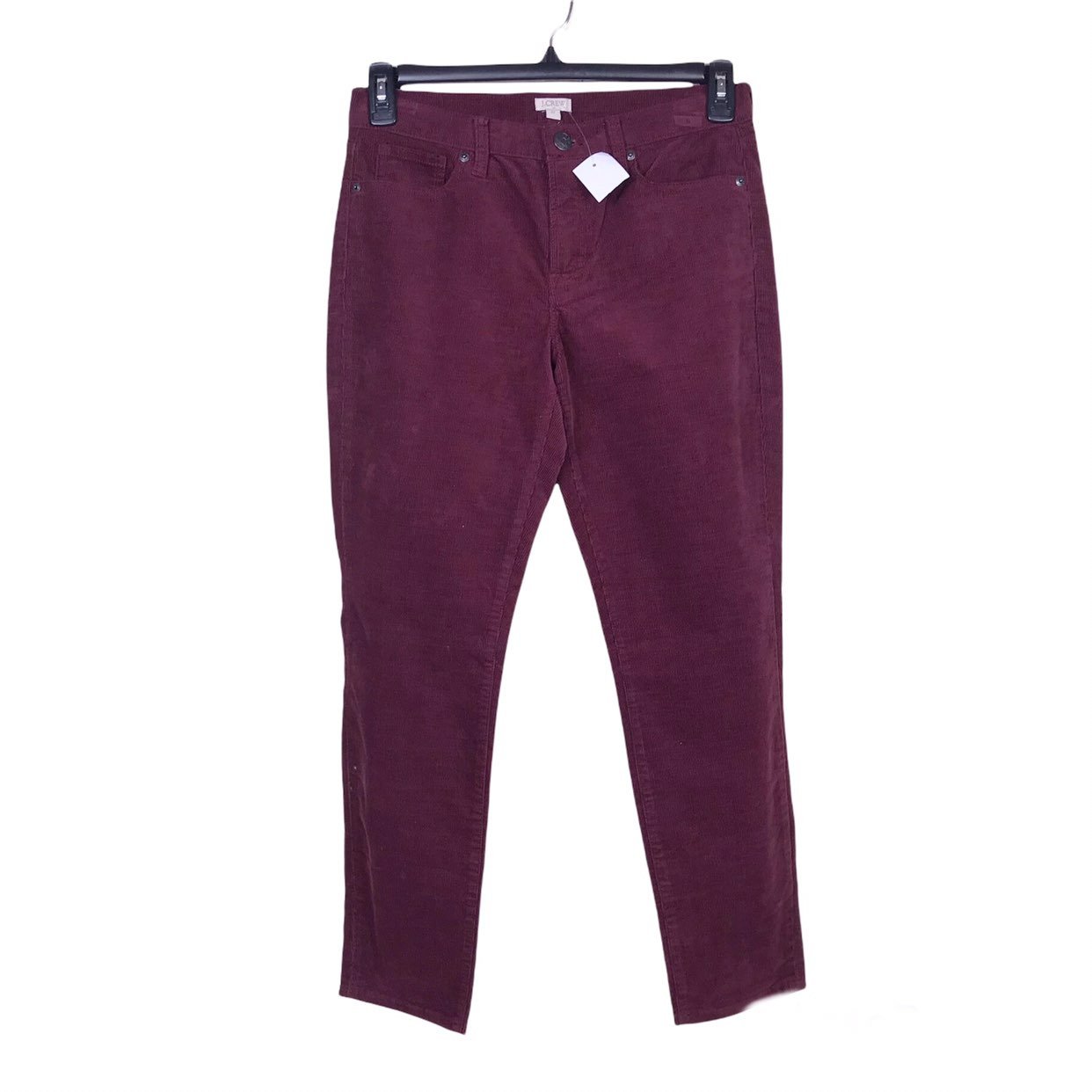 NWT J. Crew Dark Wine 5-Pocket Corduroy Stretch Skinny Pants Size 27