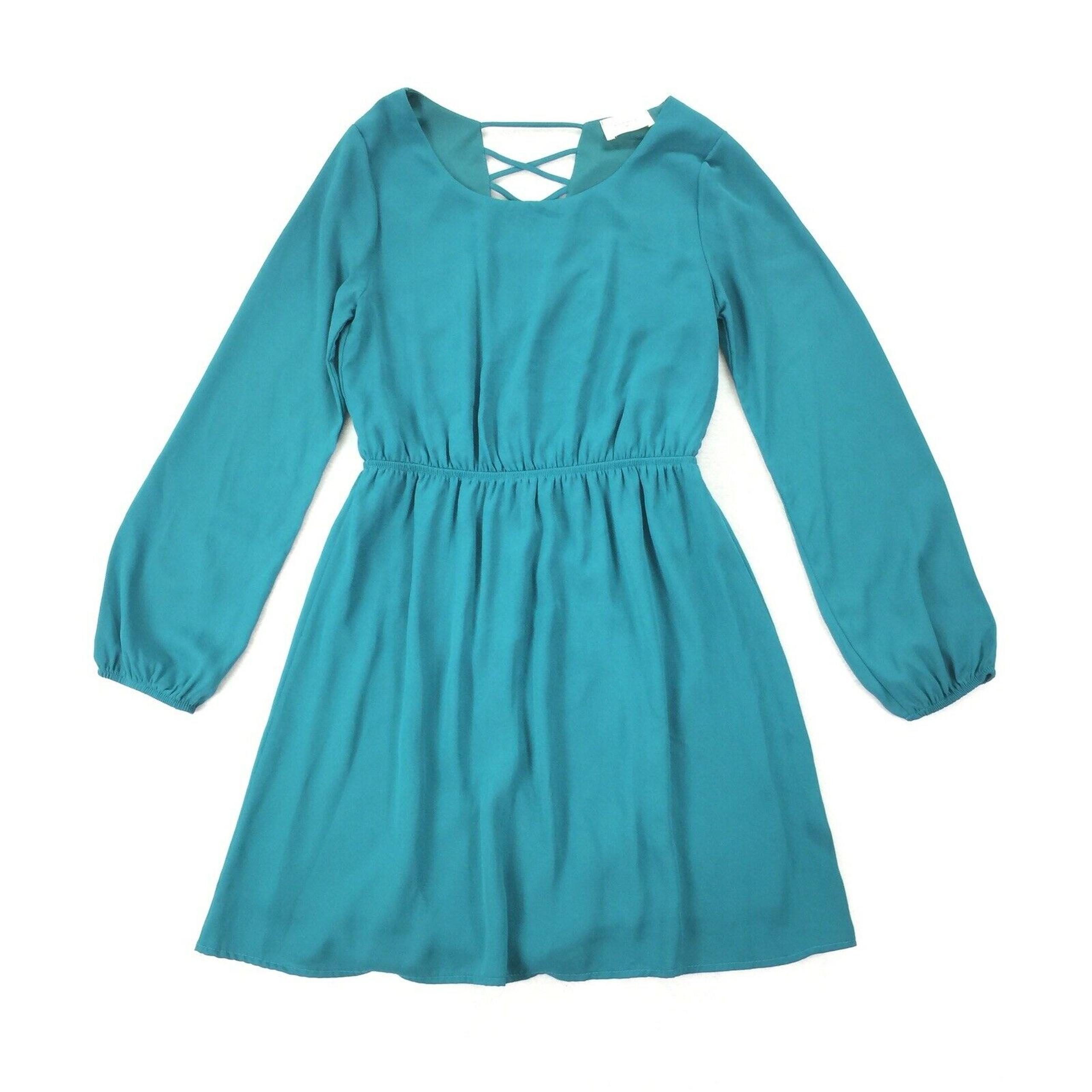 Everly Blouson Dress Size Small Womens Teal Green Lightweight Peasant Boho S