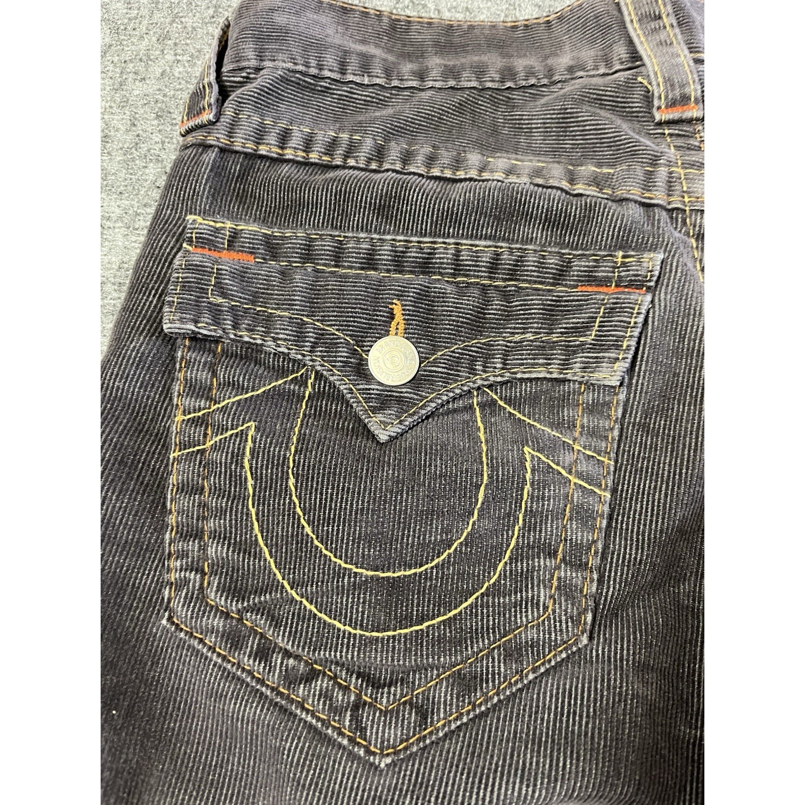 True Religion Rare Brown Corduroy Pants Flared Brown Stitching Joey 's Twisted