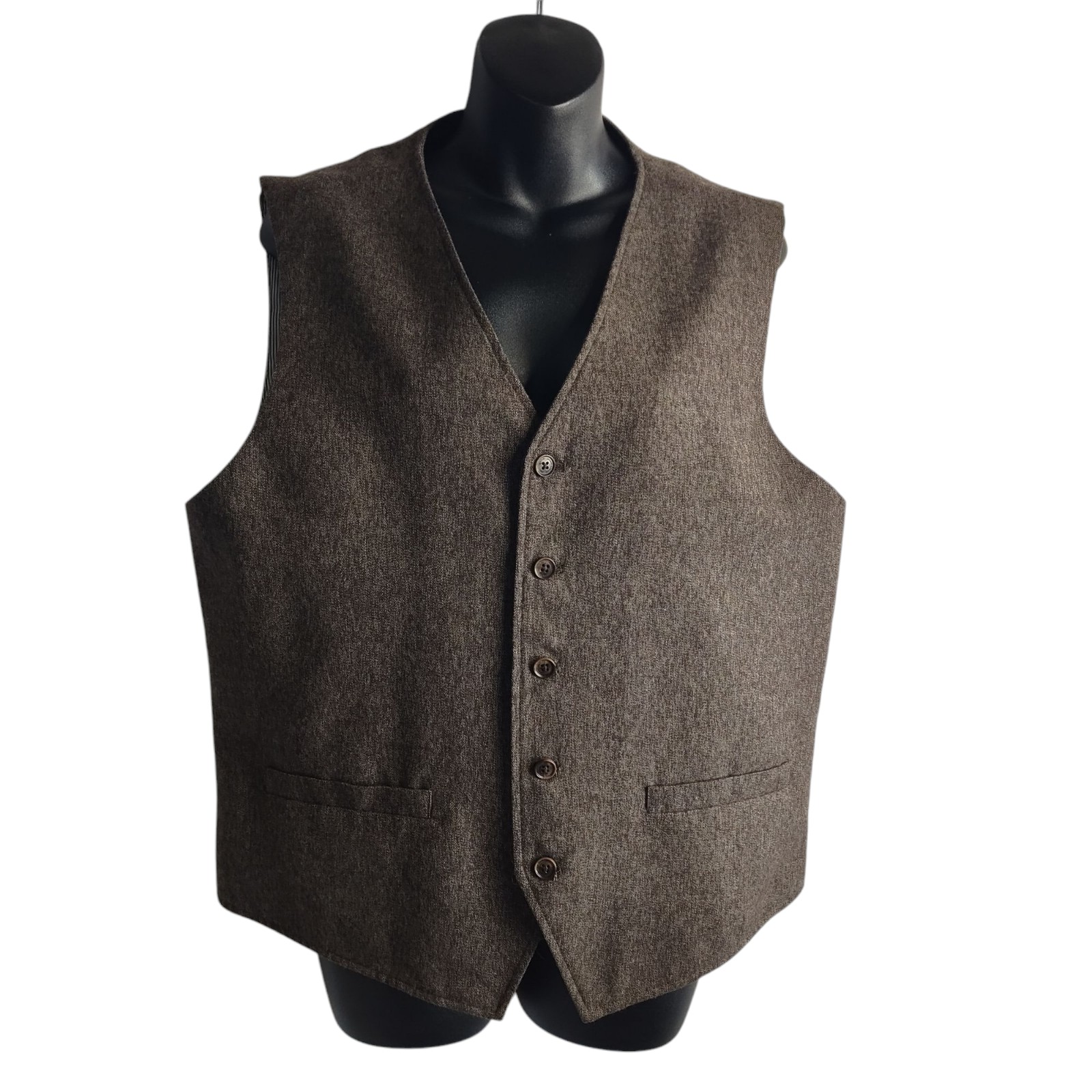 Joseph Abboud Men's Suit Vest Brown Polyester Blend 5 Buttons Size Large NWT