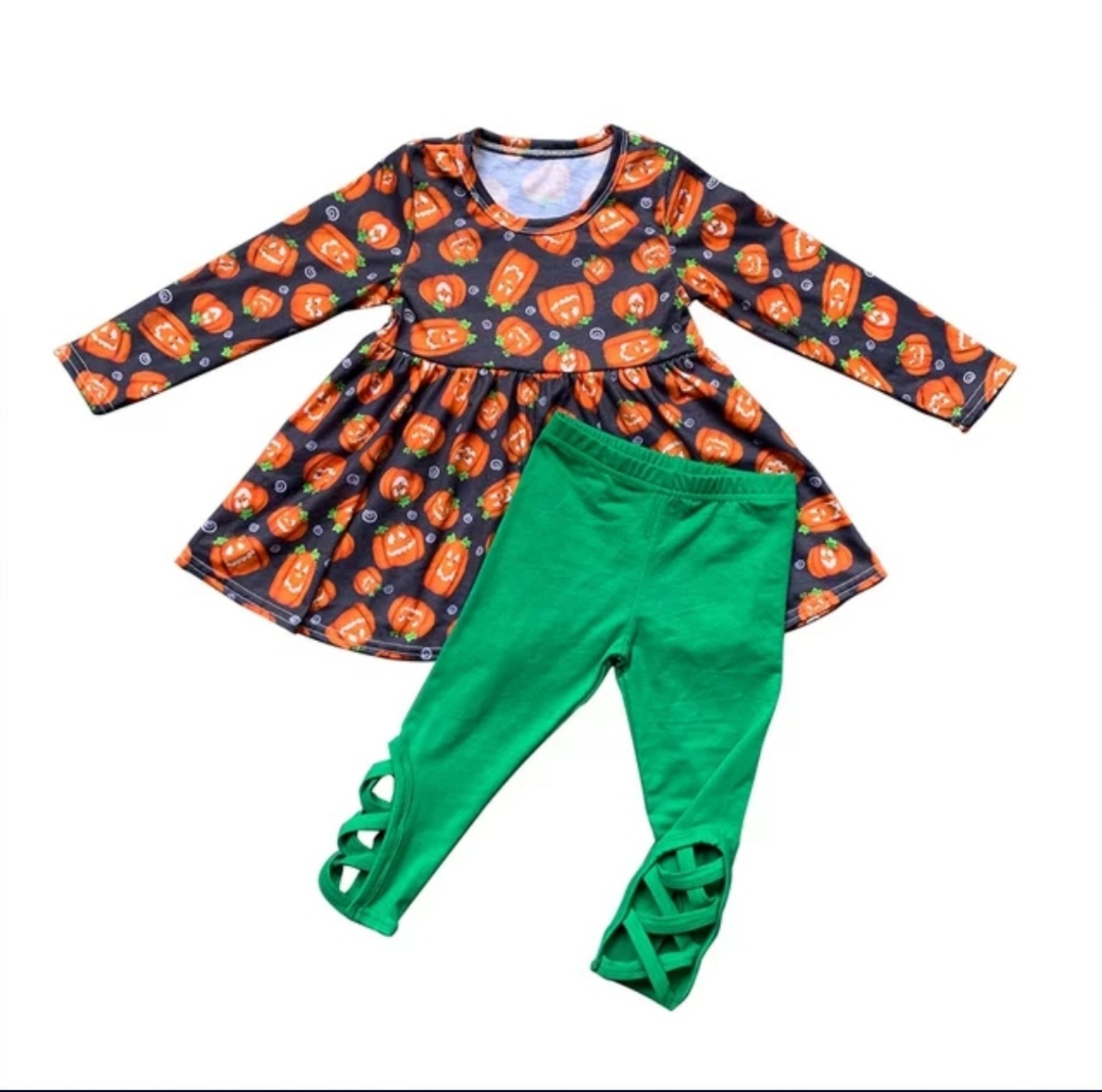 New JackOLatern Girl Halloween Outfit Set