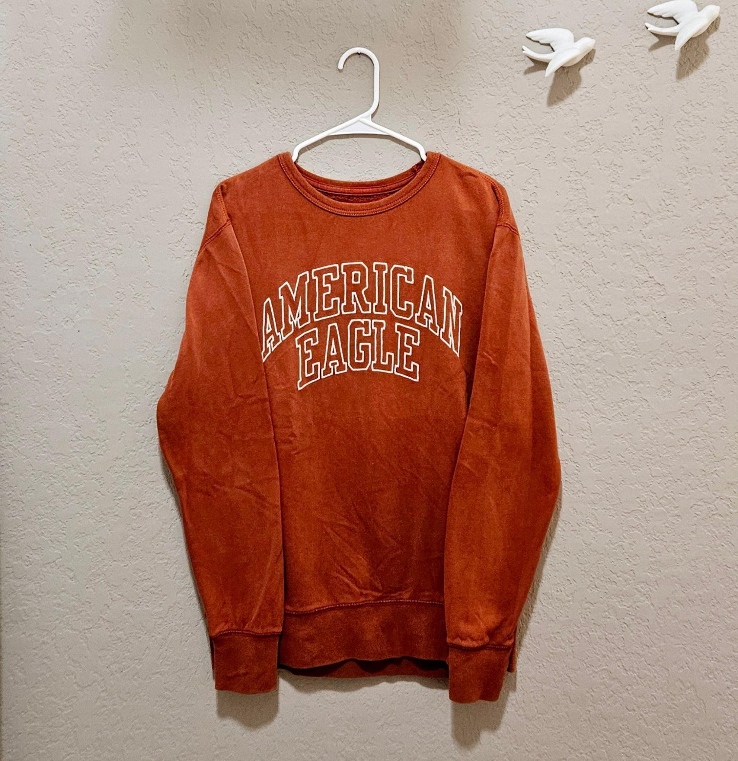 American Eagle Pullover Crew New Sweatshirt Embroidered Muted Red Size Small Men