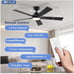 SNJ Black Ceiling Fan with Light, 52 inch
