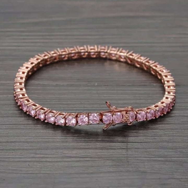14K Rose Gold 7 Womens 2ct Pink Diamond Tennis Bracelet New 14 K Silver Jewelry