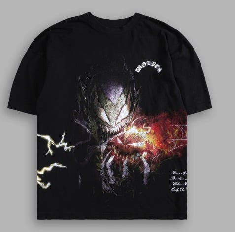 SYMBIOTE GREEN GOBLIN SIDE BY SIDE OVERSIZED TEE IN BLACK