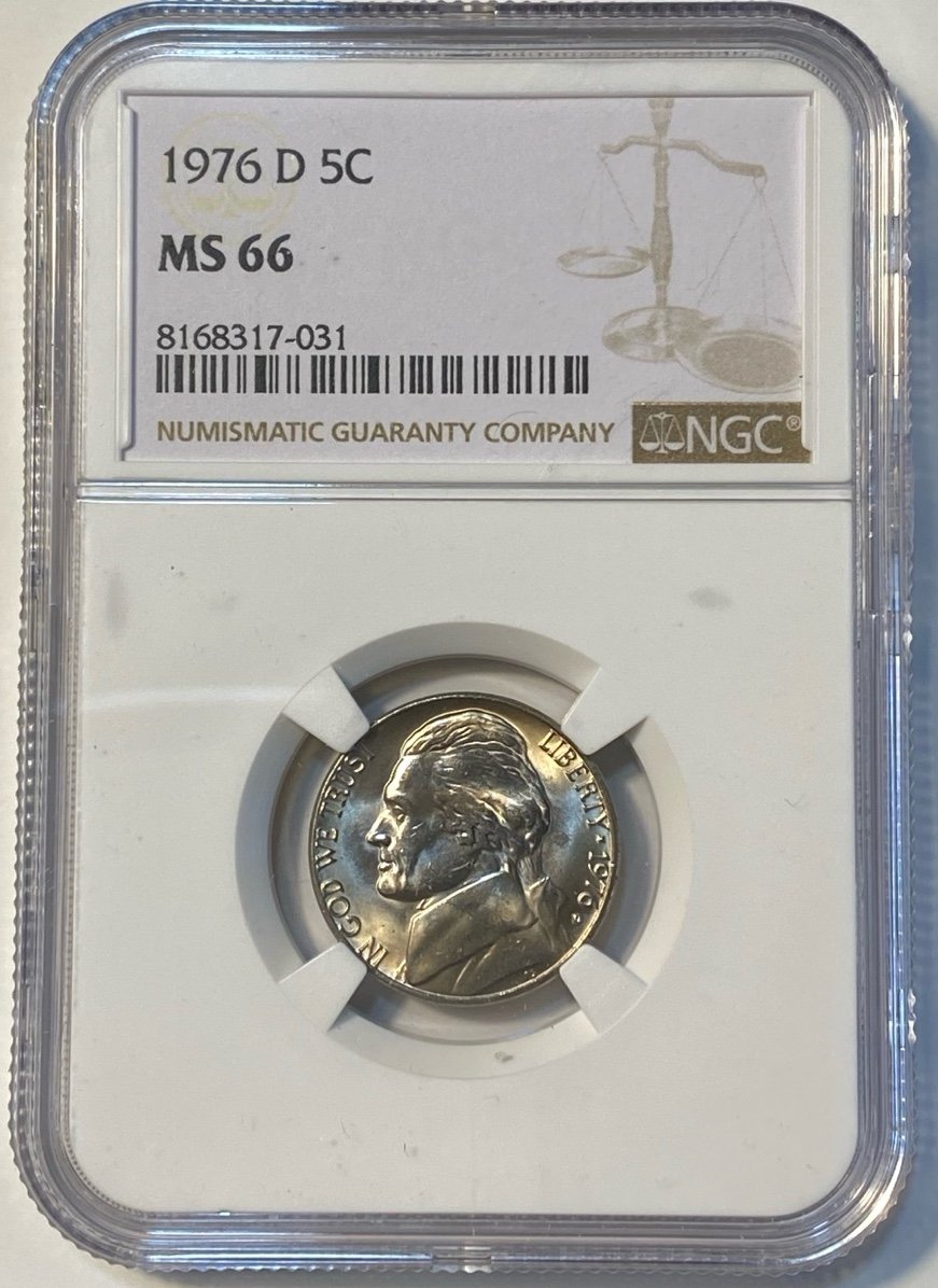 1976 D Jefferson Nickel 5c Coin Mint State NGC MS 66