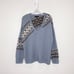 Skull Cashmere Lilian Fair Isle Wool Alpaca Blend Sweater (Sz L) V-Neck Gray