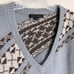 Skull Cashmere Lilian Fair Isle Wool Alpaca Blend Sweater (Sz L) V-Neck Gray