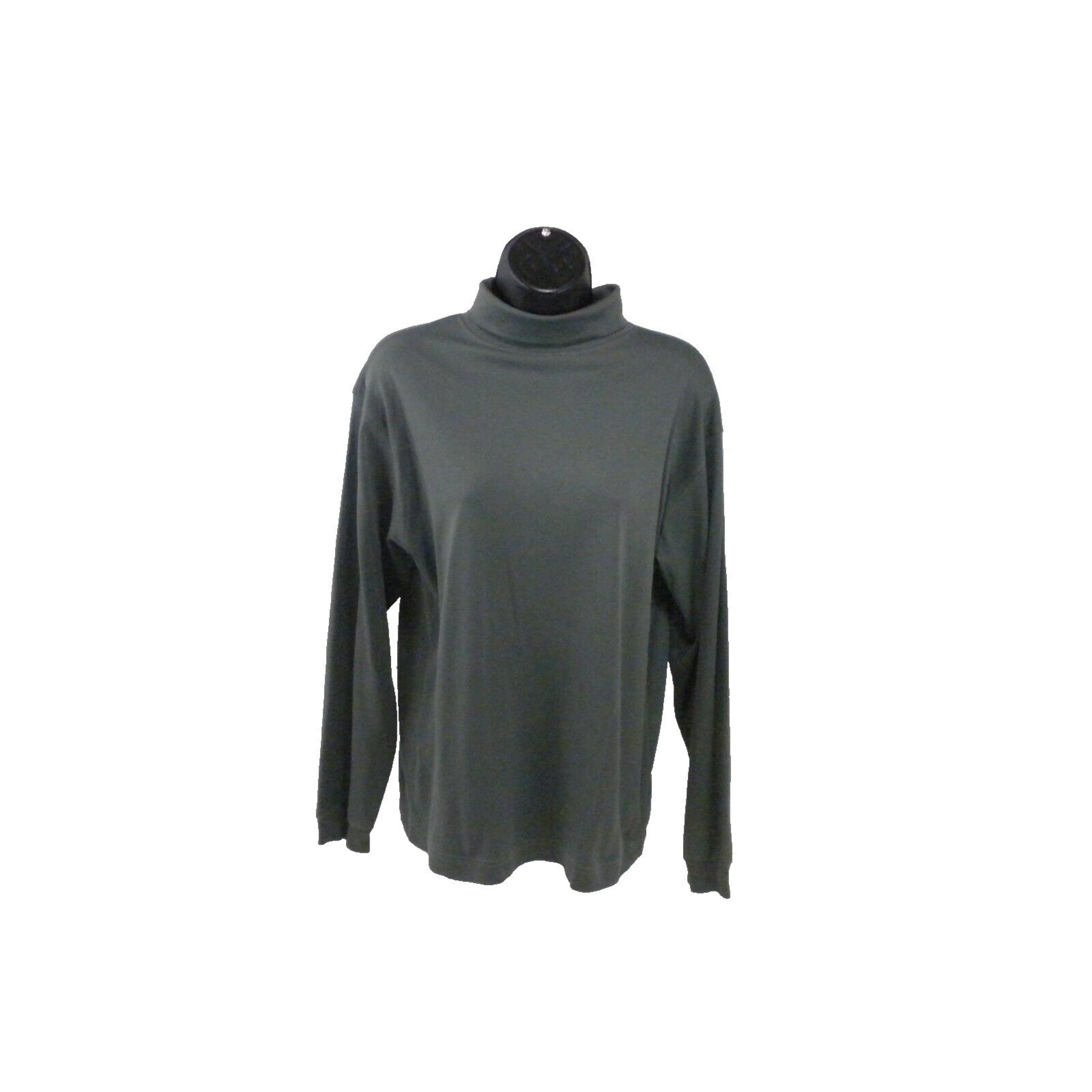 LL Bean Top Womens S Green Turtleneck Pullover Long Sleeve Vintage