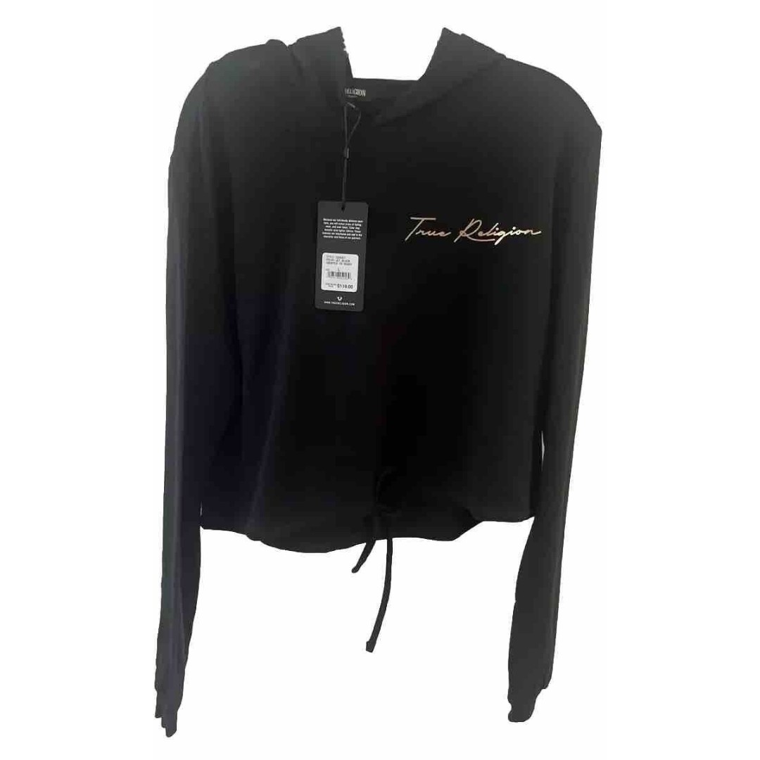 True Religion Woman Crop Hoodie Black L Cotton/Rayon