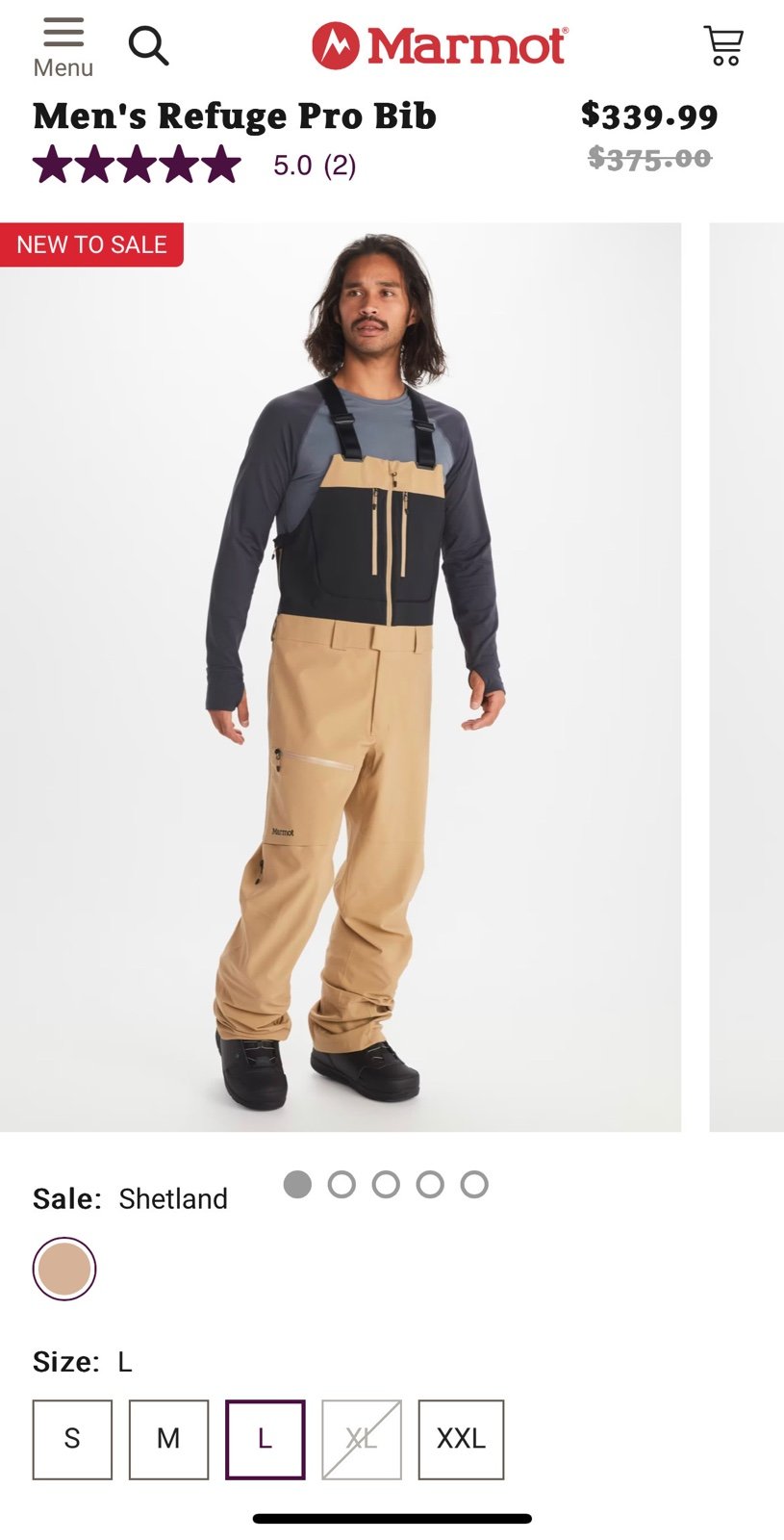Men’s marmot ski bib