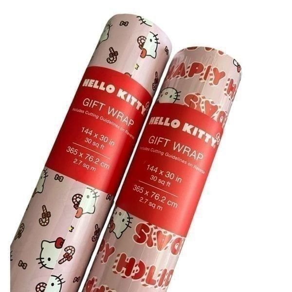 Hello Kitty Happy Holidays Pink Wrapping Paper-Set of 2
