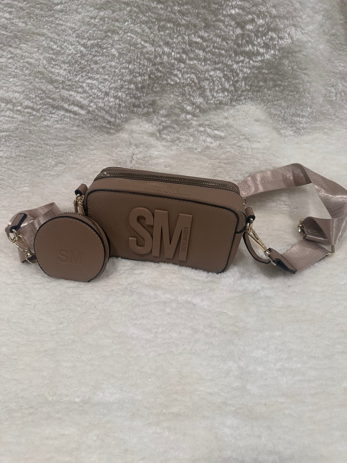 Steve Madden 2-Piece Crossbody Bag Set – Stylish Beige Designer Handbag with Mi