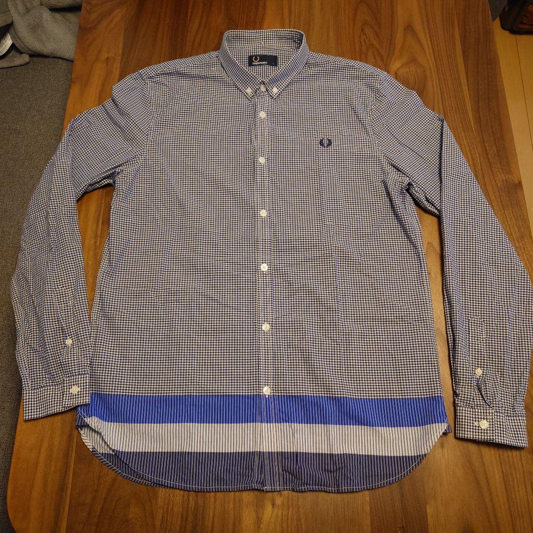 Fred Perry Blue and White Gingham Check Shirt L