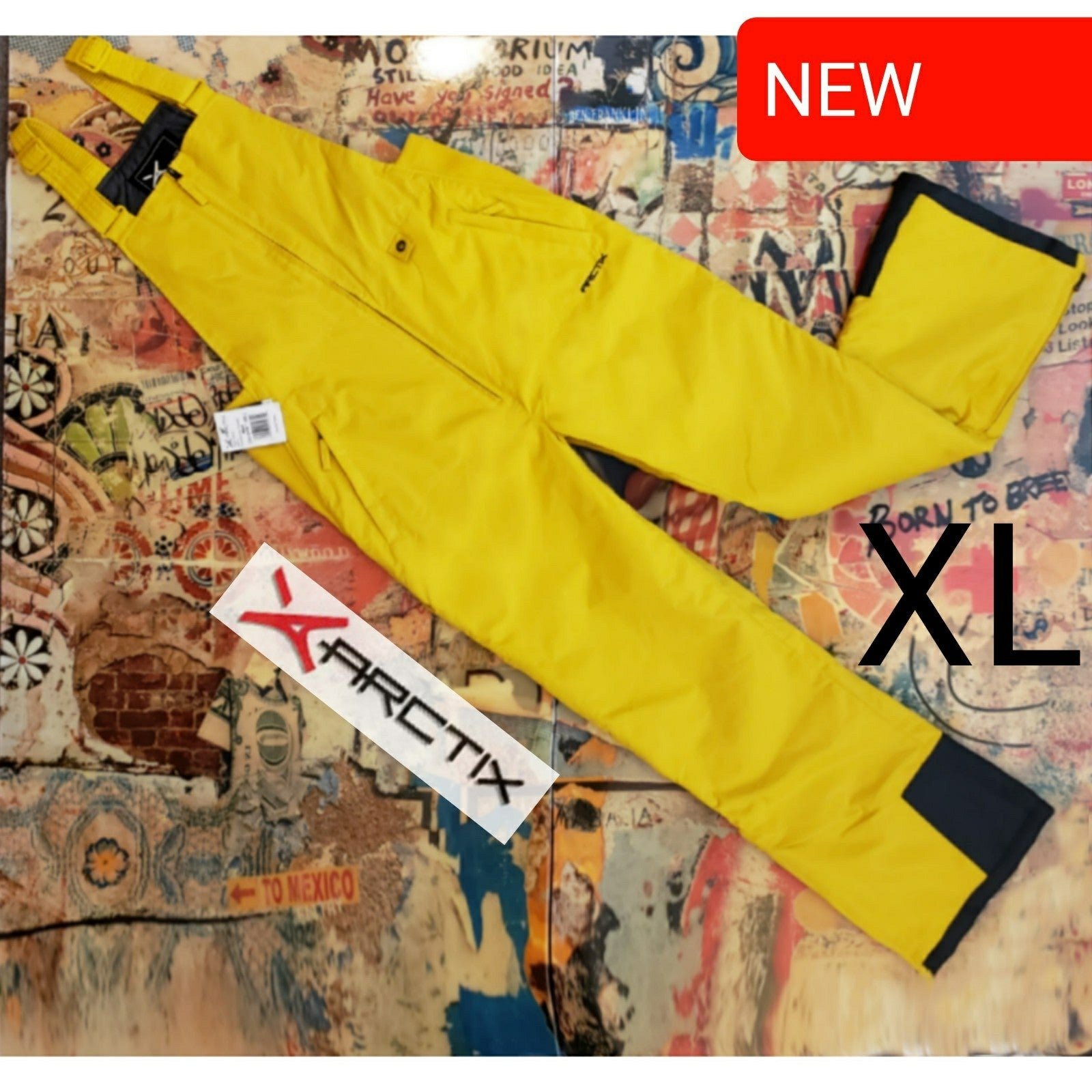 100 New Mens 5K Waterproof Insulated Yellow Snowboard Bib / Ski Bib!! XL