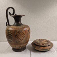 Ancient Greek Geometric Period Oinochoe and Tinker Box Replica 750 BC Handmade