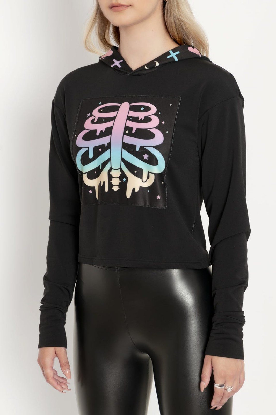 Black Milk Cartoon Ribs patch hoodie, size M