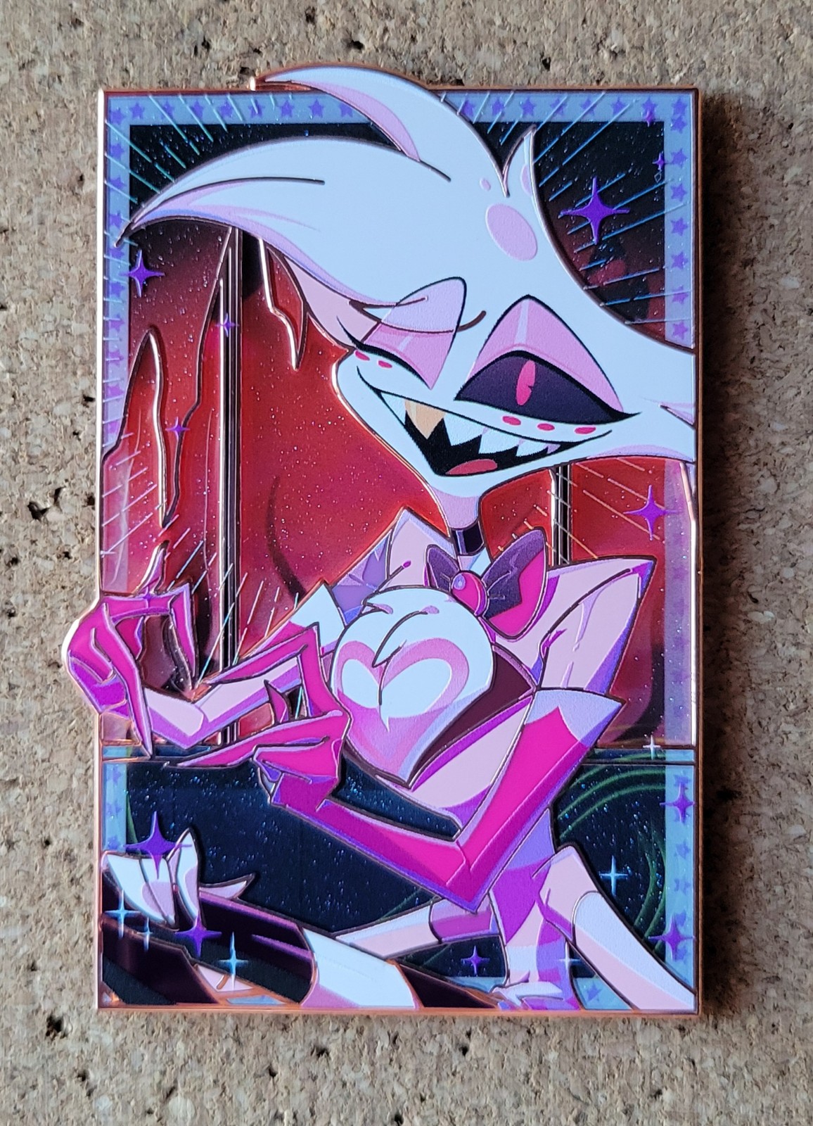 Orangeshapins Hazbin Hotel Angel Dust Red Variant Enamel Pin