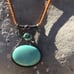 Vintage sterling and turquoise necklace on leather piece with bezel small stone