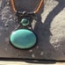 Vintage sterling and turquoise necklace on leather piece with bezel small stone