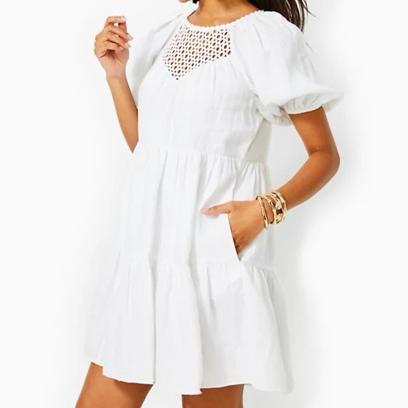 Lilly Pulitzer Charlet Short Sleeve Linen Dress 8 Women’s Resort Wash 012832