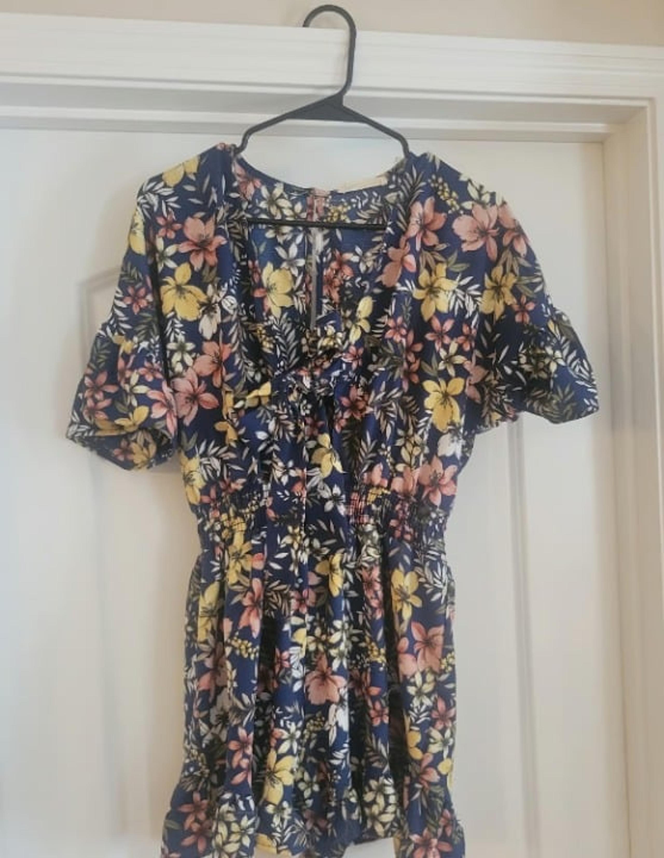 Floral Blue Romper from Peach Love California Size L/XL Summer Time