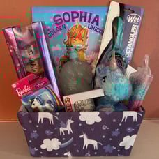 Girls Unicorn Gift Basket 10pc Purple Teal