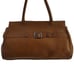 WILSONS LEATHER British Tan Pebble Leather Top Handle Satchel Silver Hardware