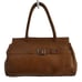 WILSONS LEATHER British Tan Pebble Leather Top Handle Satchel Silver Hardware