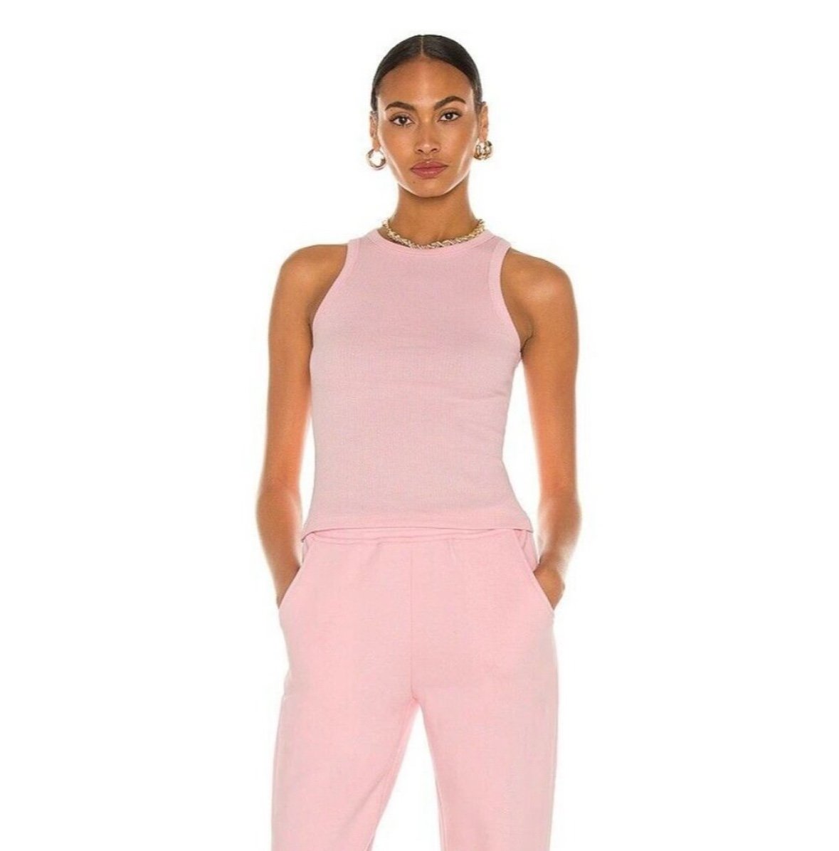 Atoir X Rozalia The Tank Ribbed Soft Pink Tank Top High Neck Capsule Wardrobe M